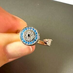 S925 Evil Eye Fidget Spinner Adjustable Ring